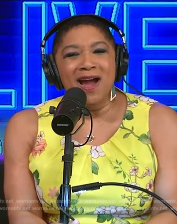 Deja Vu's yellow floral print dress on Live with Kelly and Mark