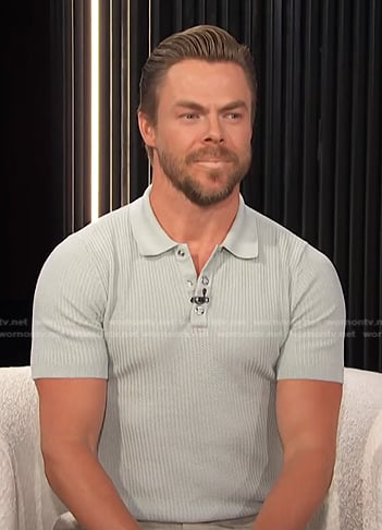 Derek Hough's textured polo shirt on E! News