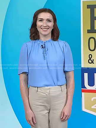 Devon Thorsby's blue tie neck top on Today