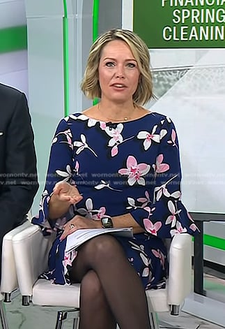 Dylan's navy floral bell sleeve dress on Today