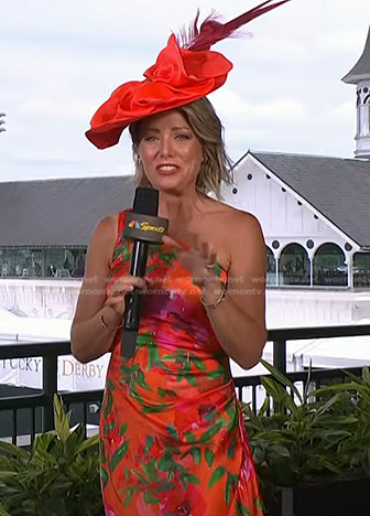 Dylan's orange floral one-shoulder dress on Today