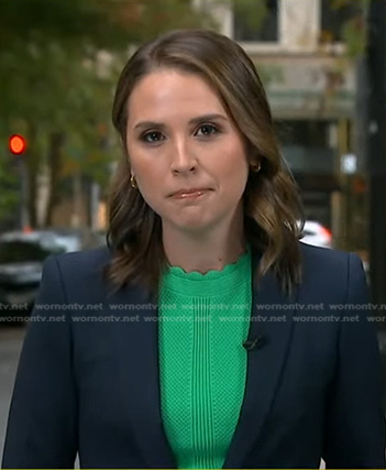 Elizabeth's green scalloped top on Good Morning America