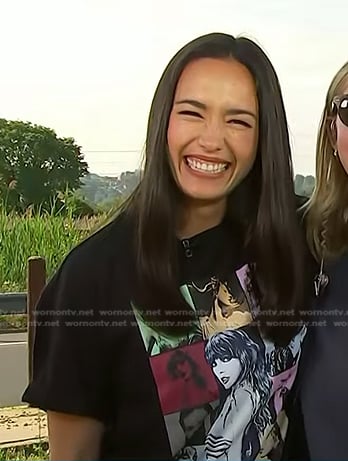 Emilie's black Taylor Swift print tee on Today