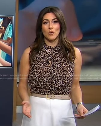 Erielle's leopard tie neck top on Good Morning America