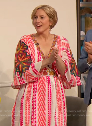 Erin Napier's pink embroidered dress on The Drew Barrymore Show