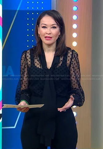 Eva's black polka dot sheer blouse on Good Morning America