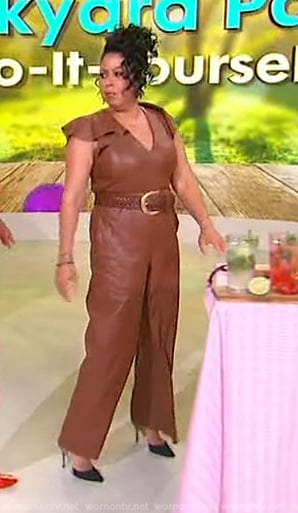 Evette Rios's brown leather jumpsuit on Sherri