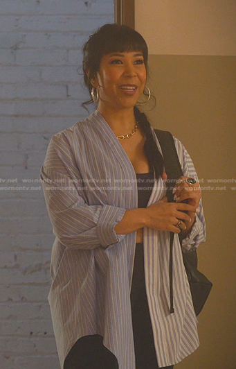 Galen's mixed stripe shirt on Good Trouble