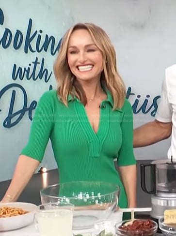 Giada De Laurentiis's green v-neck dress on Access Hollywood