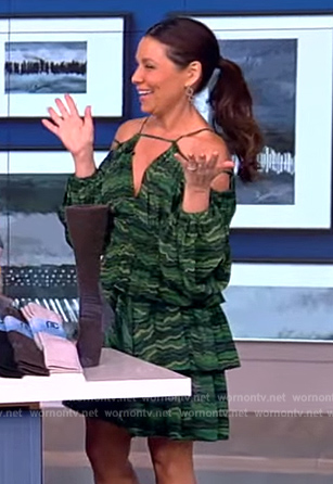 Gretta Monahan's green printed strappy dress on The View