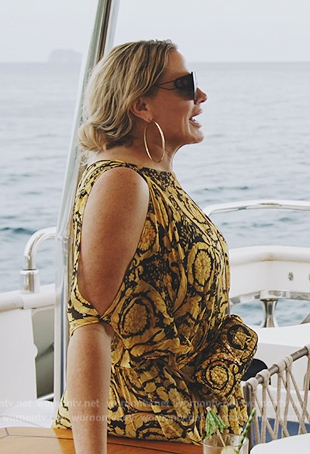 Heather's baroque print maxi dress on The Real Housewives Ultimate Girls Trip