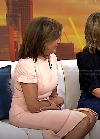 Hoda's beige v-neck sheath dress on Today