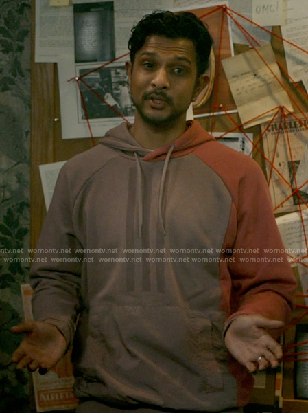 Jay's purple and pink colorblock hoodie on Ghosts