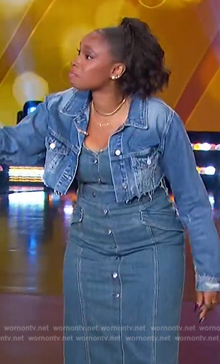 Jennifer's denim strapless dress on The Jennifer Hudson Show