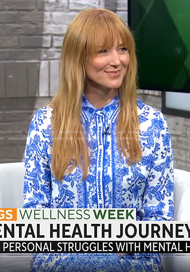 Jewel's blue floral maxi shirtdress on CBS Mornings