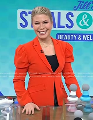 Jill's red puff shoulder blazer on Today