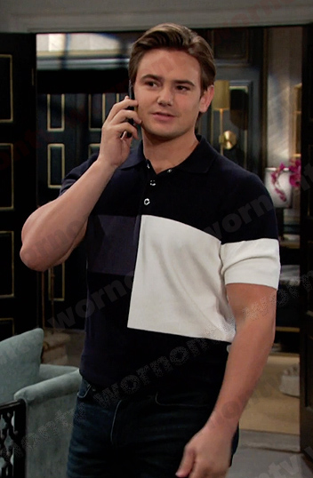 Johnny's colorblock polo shirt on Days of our Lives