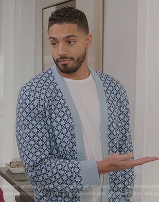 Jordan's blue checked cardigan on All American