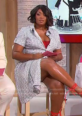 Liris Cross's white printed shirtdress on Sherri
