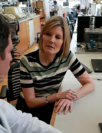 Kate Snow's striped short sleeve sweater on Today