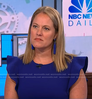 Kelley Kitley's blue ruffle shoulder dress on NBC News Daily