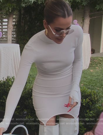 Khloe's white mesh mini dress on The Kardashians