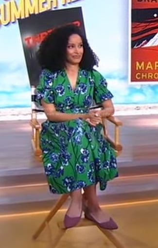 Kiley Reid's green floral print dress on Good Morning America