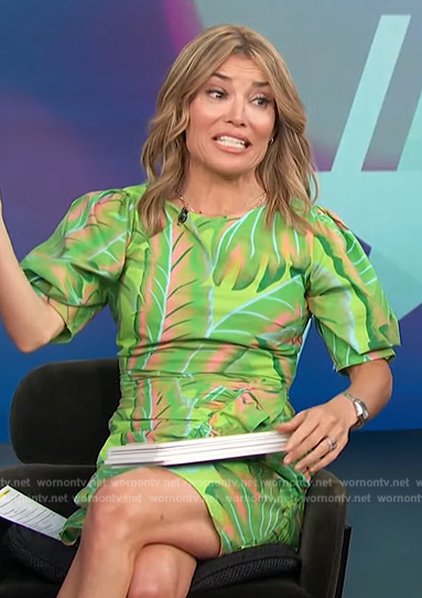 Kit's green leaf print dress on Access Hollywood