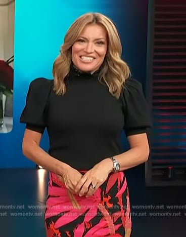 Kit's palm print skirt and top on Access Hollywood
