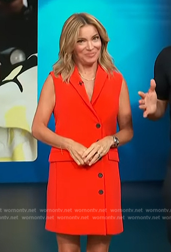 Kit's red sleeveless blazer dress on Access Hollywood