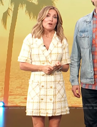Kit's white plaid tweed dress on Access Hollywood