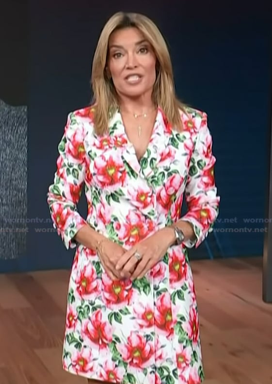 Kit's floral print blazer dress on Access Hollywood