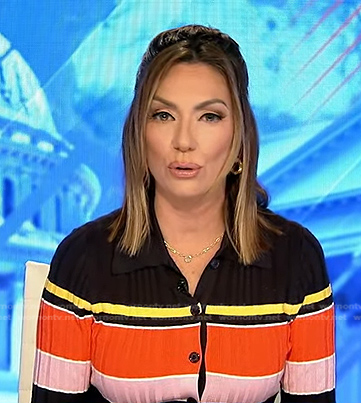 Kyra Phillips's striped ribbed knit dress on Good Morning America