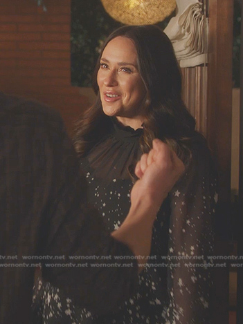 Maddie's black star print sheer blouse on 9-1-1