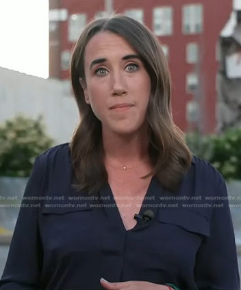 Maggie Vespa's navy v-neck blouse on Today