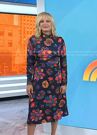 Malin Akerman's floral mock neck dress on Today