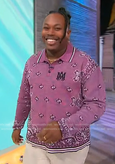 Marcel Spears's pink bandana print polo shirt on Sherri