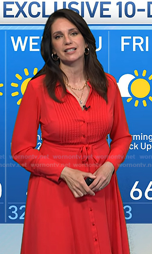 Maria's red pleated shirtdress on Today