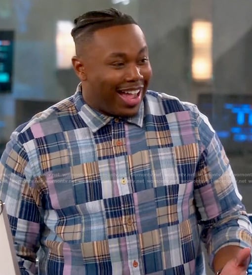 Marty's patchwork plaid shirt on The Neighborhood