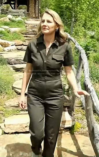 Mary Celeste's dark green short sleeve jumpsuit on Today