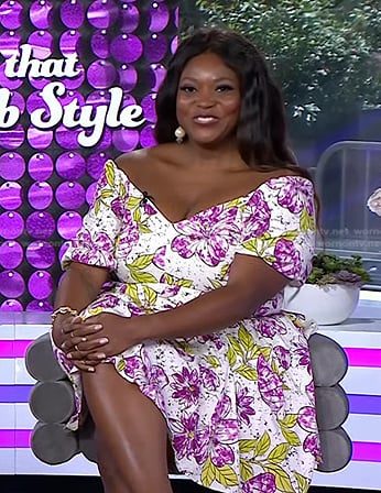 Melissa Chataigne's white and purple floral dress on Today