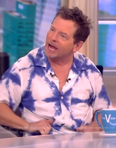 Michael J Fox's white and blue tie dye shirt on The View