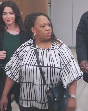 Miranda's white grid check blouse on Greys Anatomy