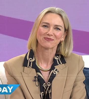 Naomi Watts's black chain print shirt on Today