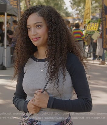 Olivia's ribbed baseball top on All American