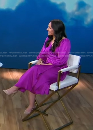 Rachael Adams's purple wrap dress on Good Morning America