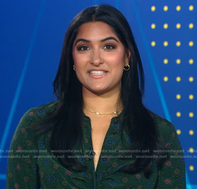 Reena's green printed shirtdress on Good Morning America