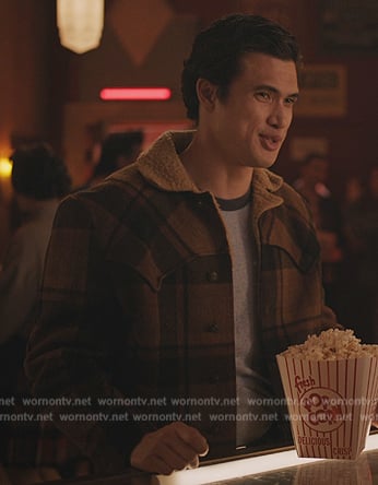 Reggie's brown plaid shearling jacket on Riverdale
