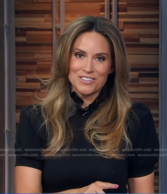 Rhiannon's black puff sleeve top and leather pants on Good Morning America
