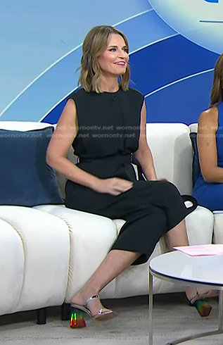 Savannah's black belted jumpsuit on Today